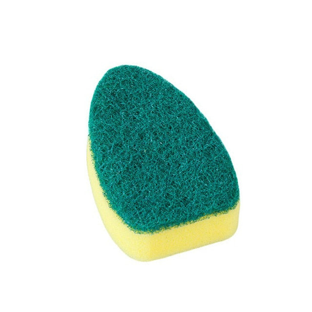 Soap Dispensing Dish Brush with Handle, Scrub Brush with 4 Sponge