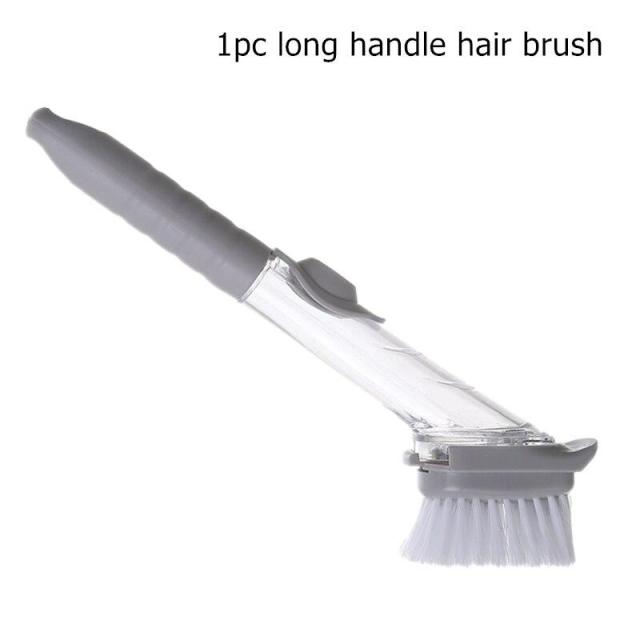 Yemnaw Multi-Functional Long-Handle Liquid-Filled Cleaning Brush,Soap  Dispenser Dish Scrub Brush and Sponge,Kitchen Dish Scrubber Brushes with  Handle