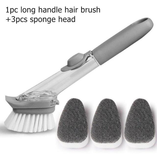Long Handle Cleaning Brush with Removable Brush head Sponge Soap